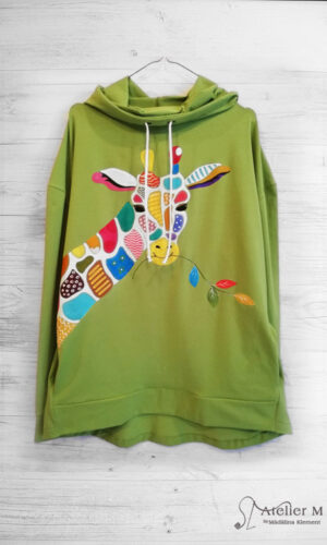 Hanorac girafa colorată  – verde măr