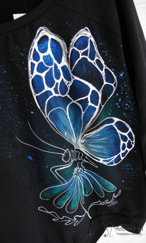 Bluză raglan – Fluture – negru