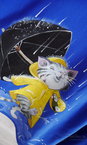 Rochie pelerină cu pisica în ploaie – albastră