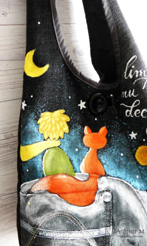 Poșetă iarmaroc denim – Micul Prinț