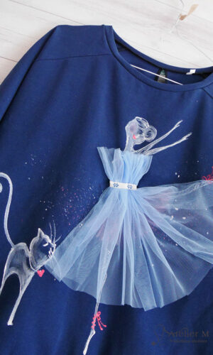 Bluză raglan – balerina cu tule – bleumarin