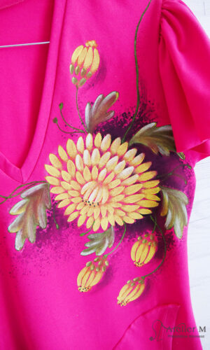 Rochie Paula cu anchior – crizantemă galbenă – magenta