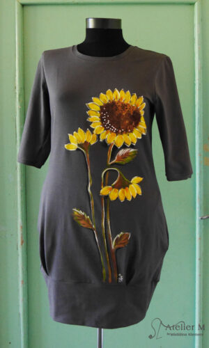Rochie cu bordură – Floarea soarelui – gri