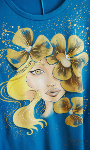 Rochie Roxi cu fat cu flori – albastră