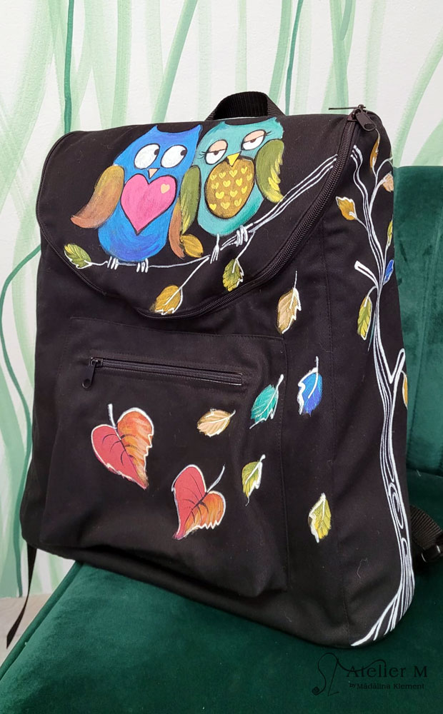 Rucsac cu bufnițe – negru